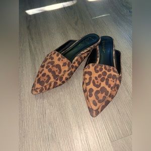 Cheetah print loafer slides